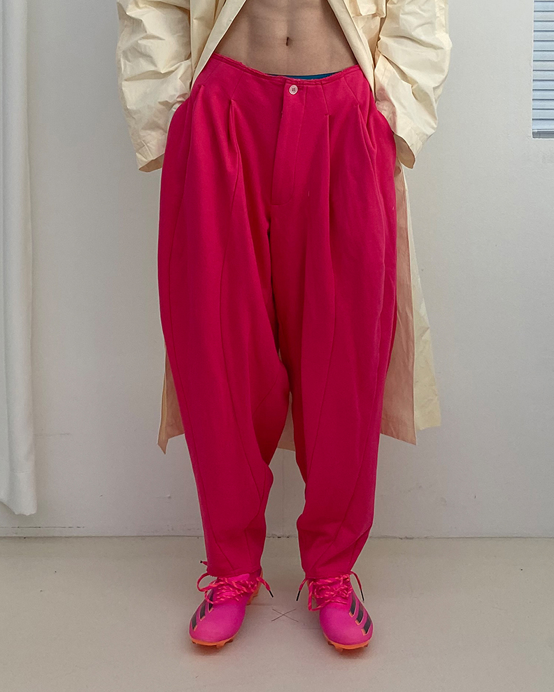 Neon Pink Cotton Jersey Pants